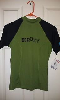 Womens Juniors Roxy Rash Guard Cover Up Swimsuit NWT Size 10 Green