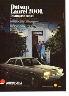 1980 DATSUN LAUREL 200L NISSAN CAR DISTINGASE jl2 PRINT AD in SPANISH