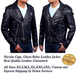   Film Ghost Rider Leather Jacket Nicolas Cage Men Motorbike A+ leather
