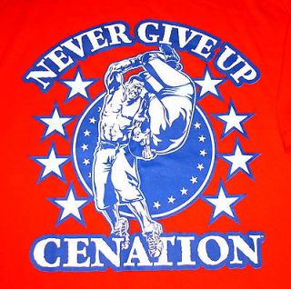 WWE Authentic Wear John Cena Never Give Up Mens Shirt Large 