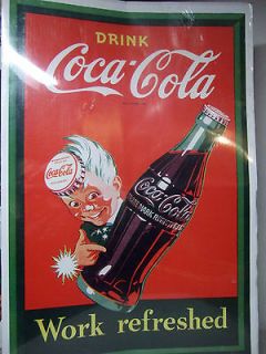   COKE POSTER SPRITE BOTTLE WORK REFRESHED NEW 1996 AD 24 X 36 LARGE