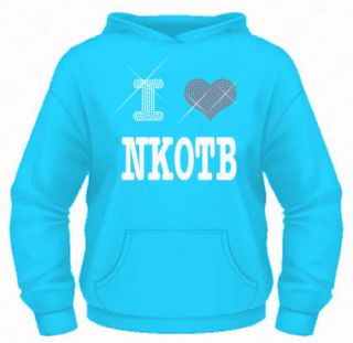   Diamante / Rhinestone I Love NKOTB New Kids on the Block hoodie XS XXL