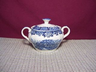 Vintage Salam China English Village Blue Pattern Sugar Dish