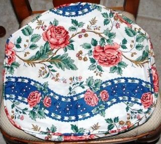 Waverly Garden Room Fabric Floral CHAIR PAD Set of 2 _ Clean EUC