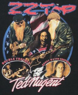 ZZ Top Ted Nugent 2003 Beer Drinkers & Hellraisers Tour Concert T 