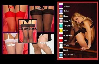 Sexy New Sheer Suspender Stockings One Size & Plus Size ALL COLOURS