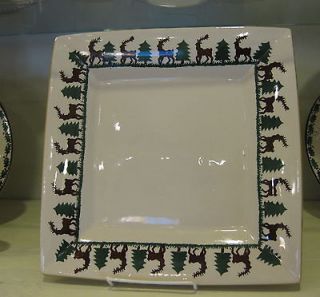 Nicholas Mosse Christmas Reindeer Pottery Square Serving Plate