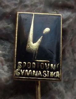  gymnastics leg exercise pommel horse czechoslovak sports pin from