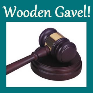 New Executive Wooden Wood Gavel & Round Sound Block Base Set Lawyer 