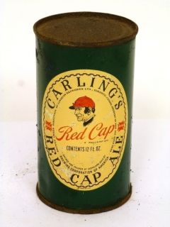 1950s Graphic Carling Red Cap Ale flat top can Tavern Trove
