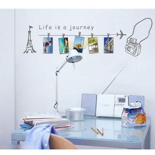 New Fashion Life Is A Journey Grey DIY Wall PVC Art Stickers Home 