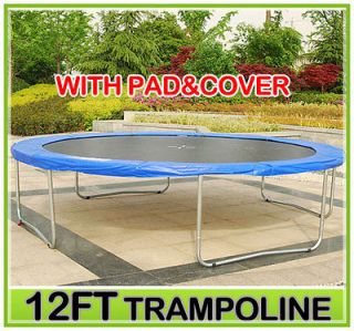   FT Round Trampoline With Safety Pad Cover Exercise Fitness Blue Spring