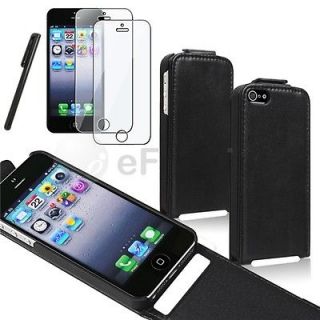 Black Leather Case+2x Clear LCD Screen Protector+Pen Stylus For New 