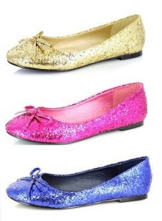 Gold Glitter Ballet Flats Princess Pageant Queen Costume Shoes size 10 