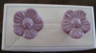   Barn Kids lavendar/purple flower dresser drawer knob pulls, set of 2