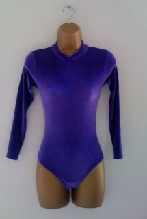 New Purple Velour Long Sleeved Comp Leotard for gymnastics, trampoline 