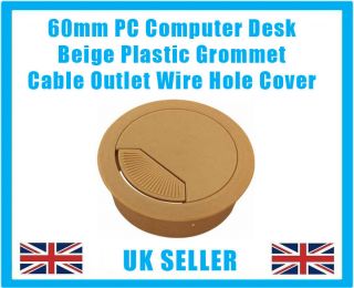   Beige PC Computer Desk Table Grommet Cable Outlet Tidy Wire Hole Cover
