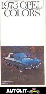 1973 opel manta rallye gt paint color brochure 