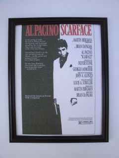 Scarface Pacino Vintage Movie Posters on Canvas Framed 9 1/2 x 11 1 