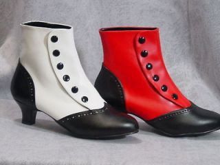 victorian old west vinyl granny boots sz 6 12 2colors