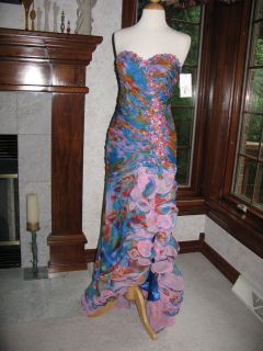 karishma 3000 flamenco print evening gala gown dress 10