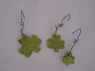 GLITTER SHAMROCK Metal Mini Ornaments ~ set 18 ~ St Patricks Day NEW