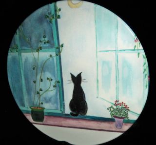 Mebel Made In Italy Plastic Collectible Plate, Cat in Window, 8 inches 