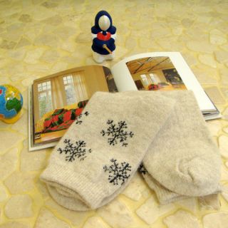 Snow Flower Pattern Socks Angora Wool Socks Woman Socks Winter Socks 