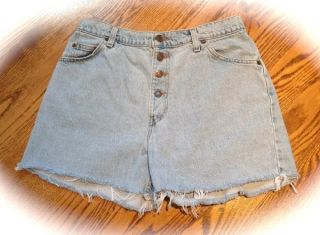 Vintage Levis High Waist Acid Wash Blue Jean Cut Offs Shorts Size 14 