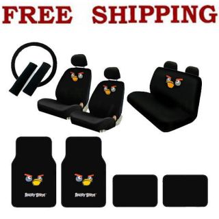   Set Angry Birds Car Seat Covers Steering Wheel Cover & Floor Mats