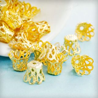 Approx 120 Pcs Wholesale fashion Gold Plated Basket Bead Caps 6.5x8.5 