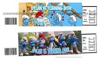   Smurfs Bottle Labels Custom Personalized Birthday Party flavors New