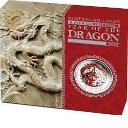 Perth Mint Lunar Silver 2012 Year of the Dragon 1/2 oz coloured proof 