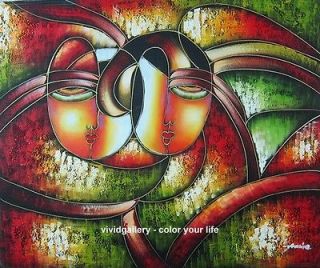 Hand painted Signed Stock Oil Painting 24x20 Abstract People Lover 