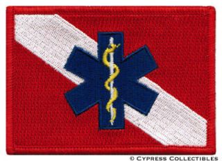 rescue diver iron on flag patch scuba star of life