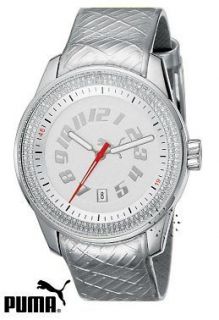 new puma ladies race silver watch with stones time left