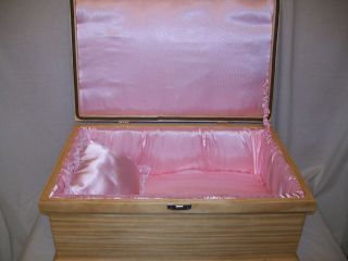 22 1 2 wooden pet casket with pink satin lining