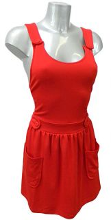 Ladies Red Jersey Pinafore Dress Top Shop. BNWOT 6 8 10 12 14 16 M50