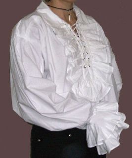 new mens gothic pirate fancy dress white ruffle shirt m