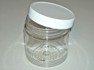 10 New Empty 8oz Size Clear PET Plastic Lotion Jar and White Ribbed 