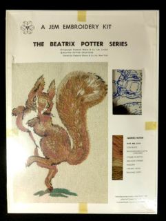 Beatrix Potter Embroidery Kit Squirrel Nutkin Vintage JEM Crewel New