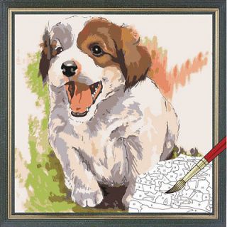 Acrylic Paint by Number kit 40x40cm (16x16) Cute Dog DIY Painting 