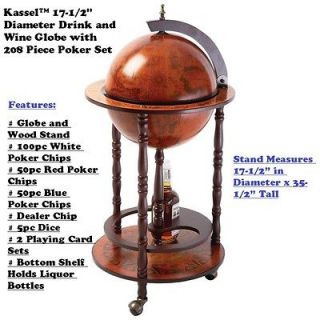 Decorative Kassel 17 1/2 Diameter Wine and Drink Globe with 208 pc 