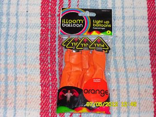 pack of 5 orange led light up balloons for christmas or parties
