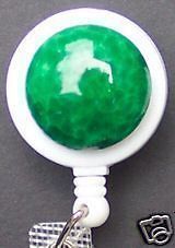   GREEN Retractable ID Card Holder/Badge Reel/Key Ring Chain/Security