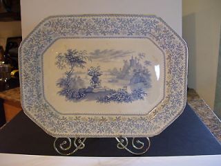 Beautiful Large Antique Ironstone Platter 1800s ​Blue & White WRS&CO 