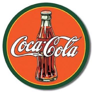 Coca Cola (COKE) Round Metal Sign/Poster   30s Bottle & Logo