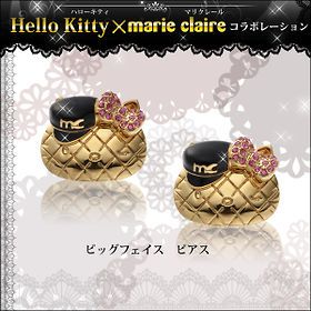   HELLO KITTY x MARIE CLAIRE Golden Big Face Piercing Earrings accessory