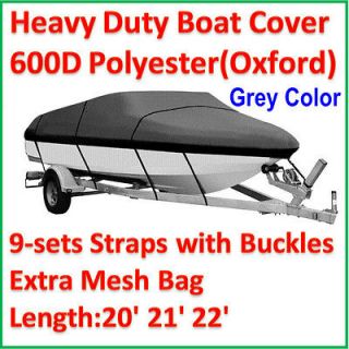 Heavy Duty Trailerable FISHING/SKI/BOAT COVER V Hull 20 21 22 beam 