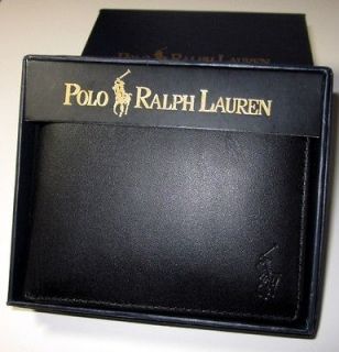 POLO by Ralph Lauren Mens Leather Bifold Wallet Black $120 Removable 